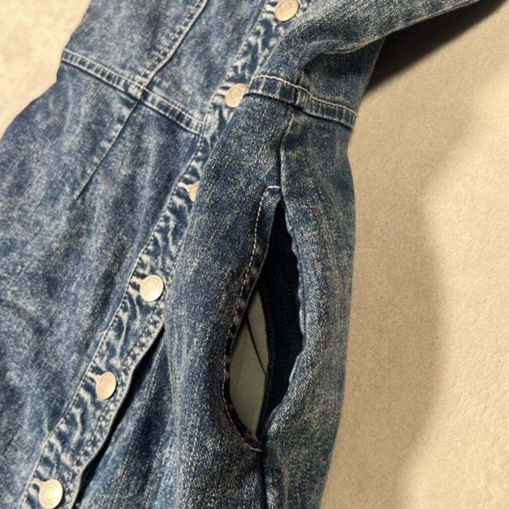 Jordache Vtg Dress Womens XS Blue Jean‎ Denim Button Front Mini Dark Acid Wash - Picture 4 of 8